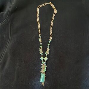 Chic Gold and Green Beaded Necklace
